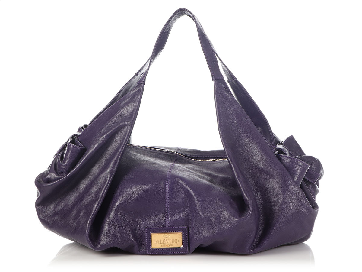 Valentino Large Purple Bow Bag - Ann's Fabulous Closeouts