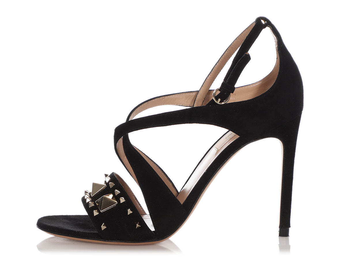 Valentino Black Rockstud Sandals - Fabulous Closeouts