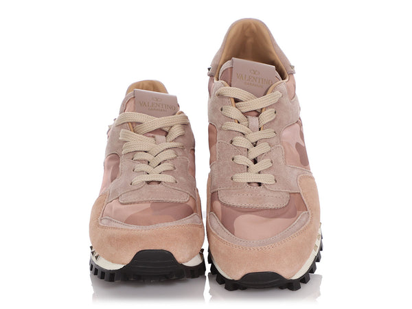Valentino Suede and Camo Rockstud Sneakers
