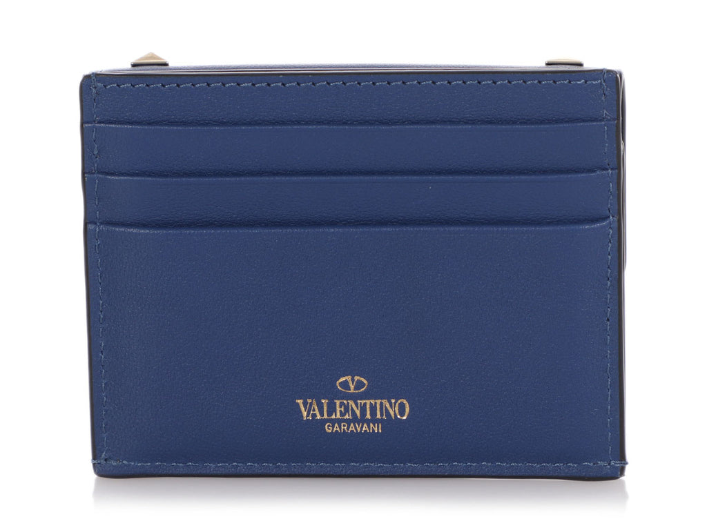 Valentino Blue Rockstud Card Case
