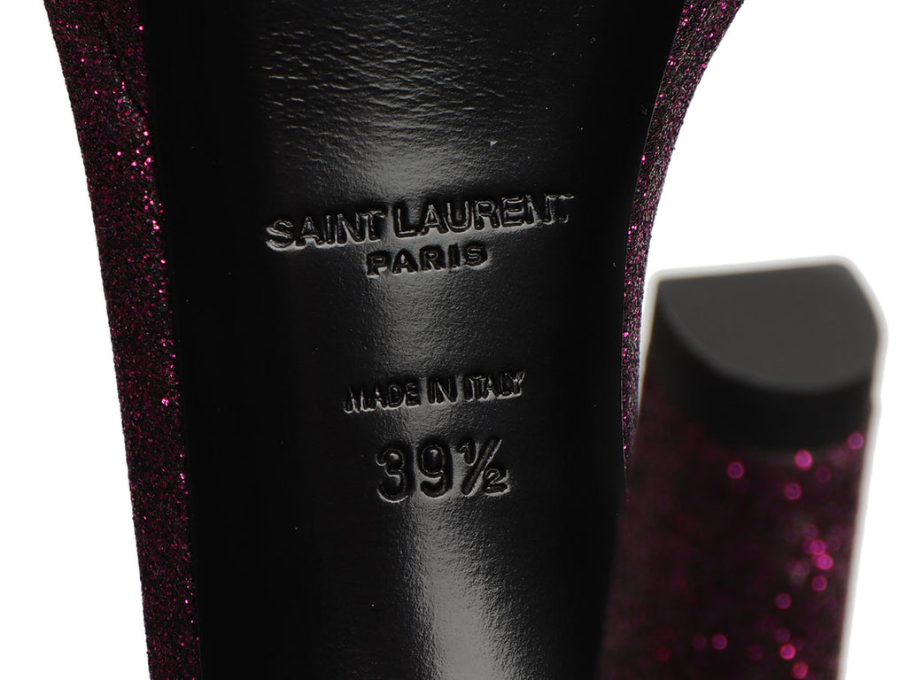 Saint Laurent Purple Glitter Hall Platform Sandals