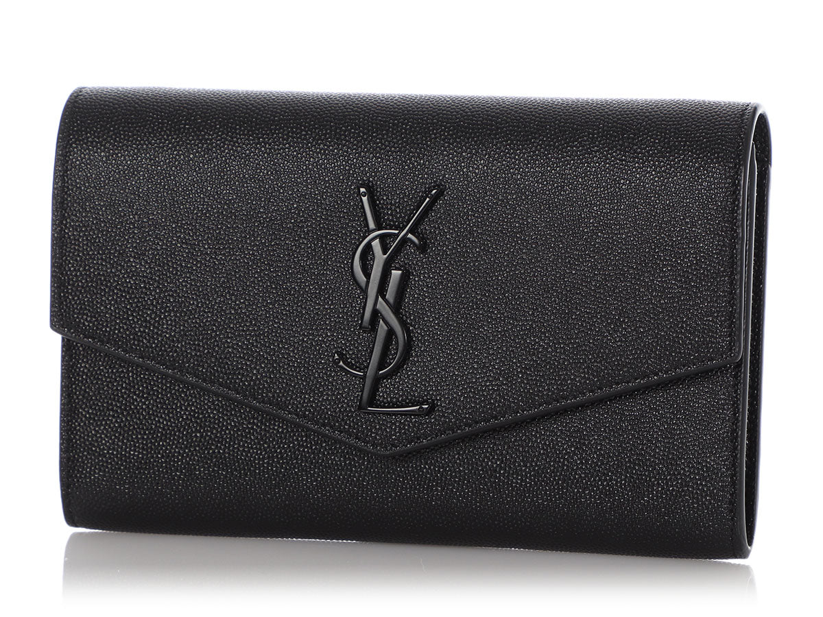 Saint Laurent Envelope Leather Wallet On Chain, Leather Wallet, in Gray