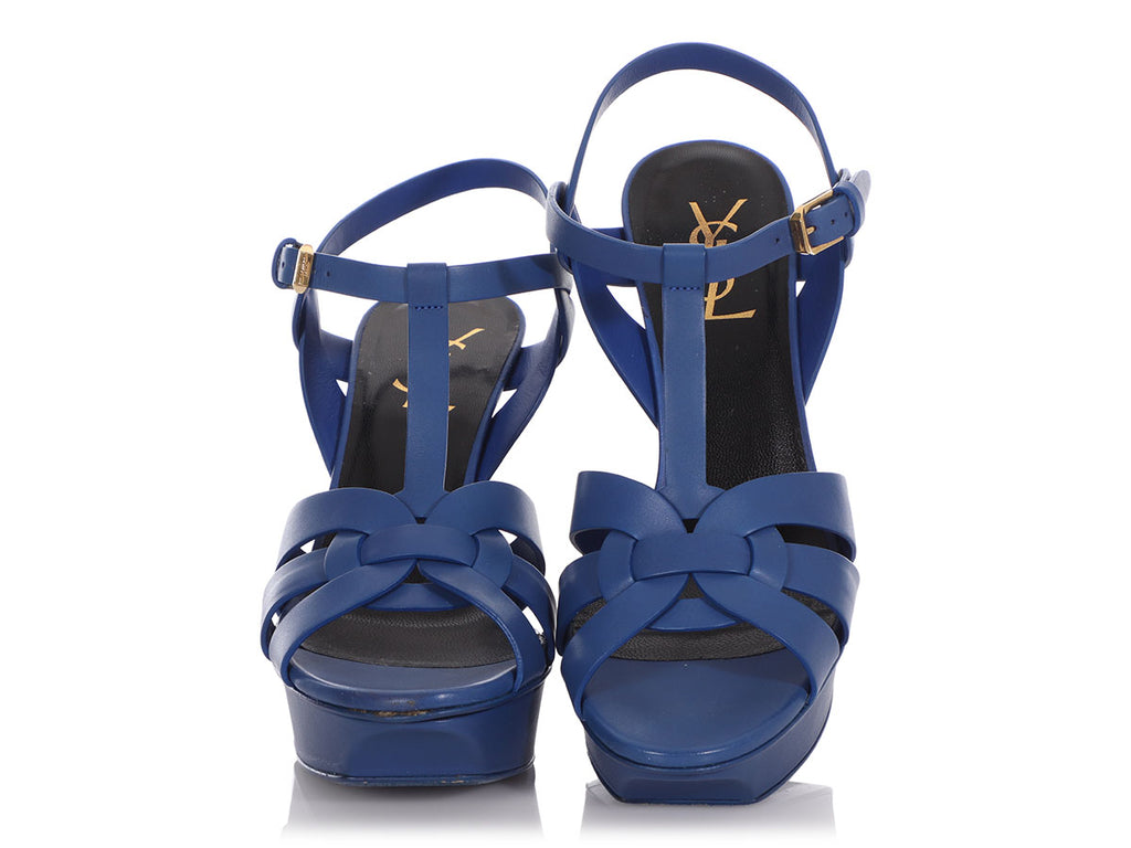 Saint Laurent Blue Tribute Platform Sandals