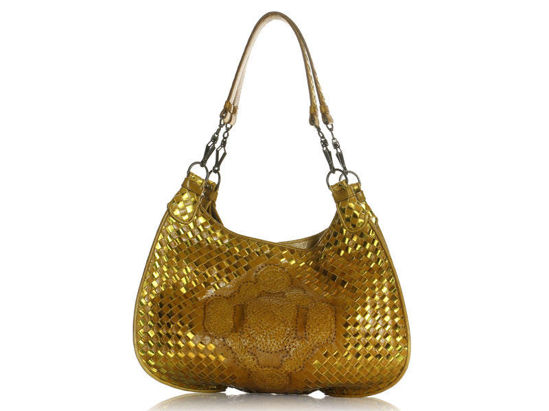 Gucci Brown Python Bamboo Handle Bag - Ann's Fabulous Closeouts