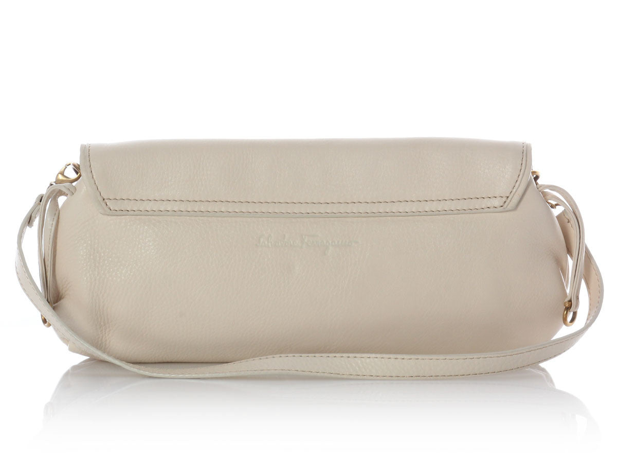 Allegria Woven Small Leather Shoulder Bag Cream