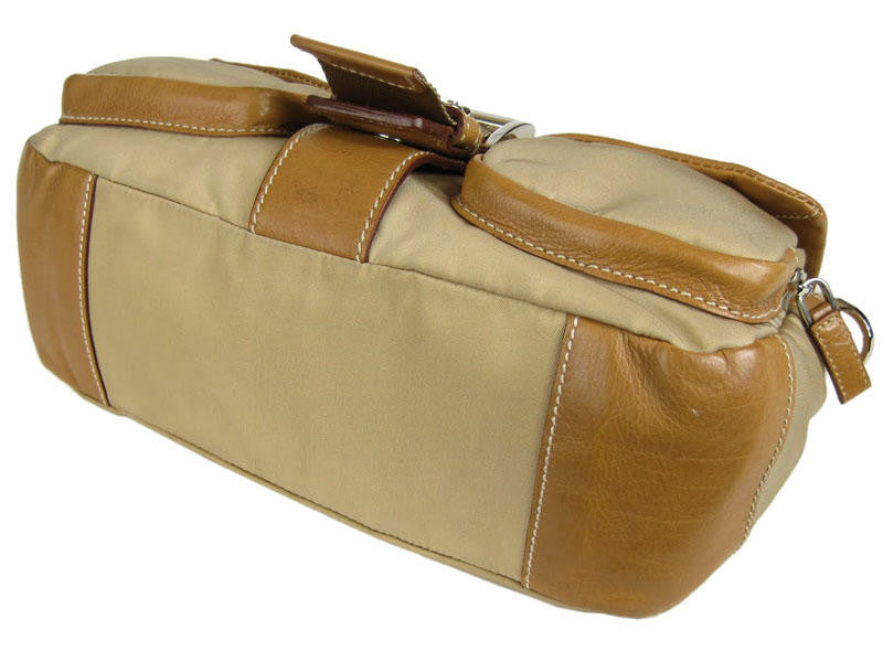 Prada Small Tan Nylon and Leather Bag