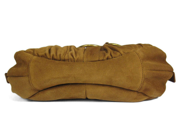 YSL Small Brown Suede Ring Hobo