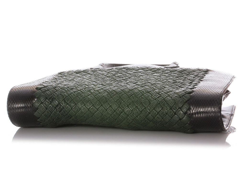 Bottega Veneta Black Snake and Green Leather Bag