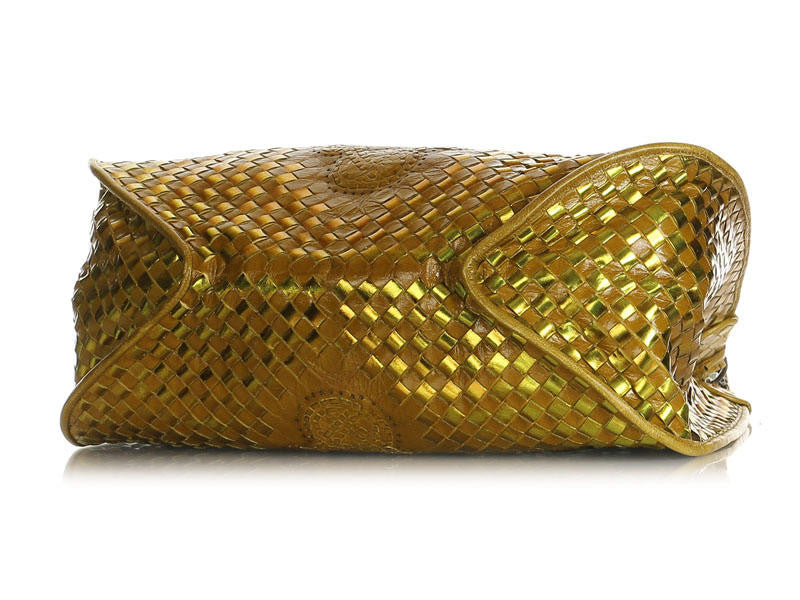 Bottega Veneta Vintage Gold Woven Crossbody Bag - Ann's Fabulous