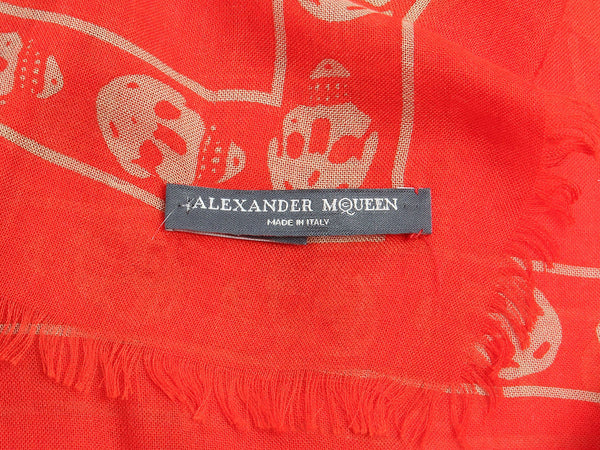 Alexander McQueen Red Skull Scarf