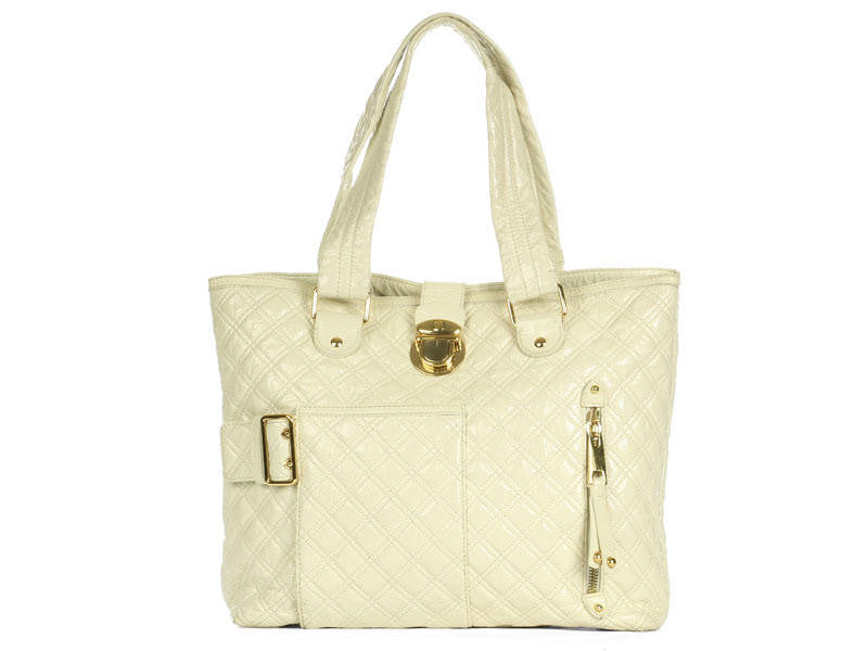 Marc Jacobs Cream Quilted Patent Tote - Ann's Fabulous Closeouts