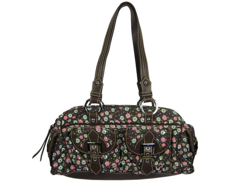 Isabella Fiore Brown Flower Corduroy Bag