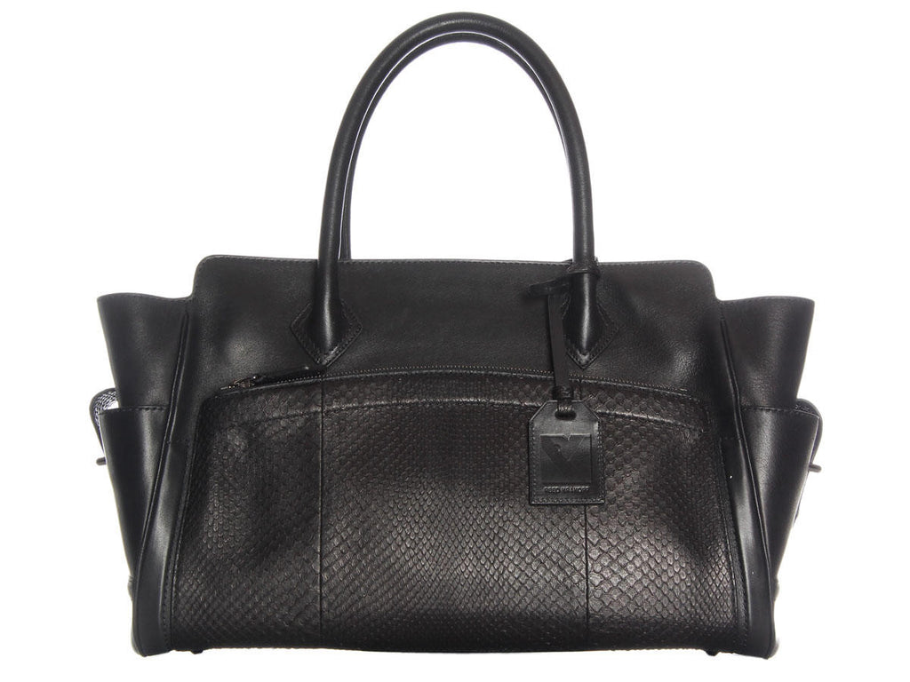 Reed Krakoff  Black Leather and Python 210 Tote 1