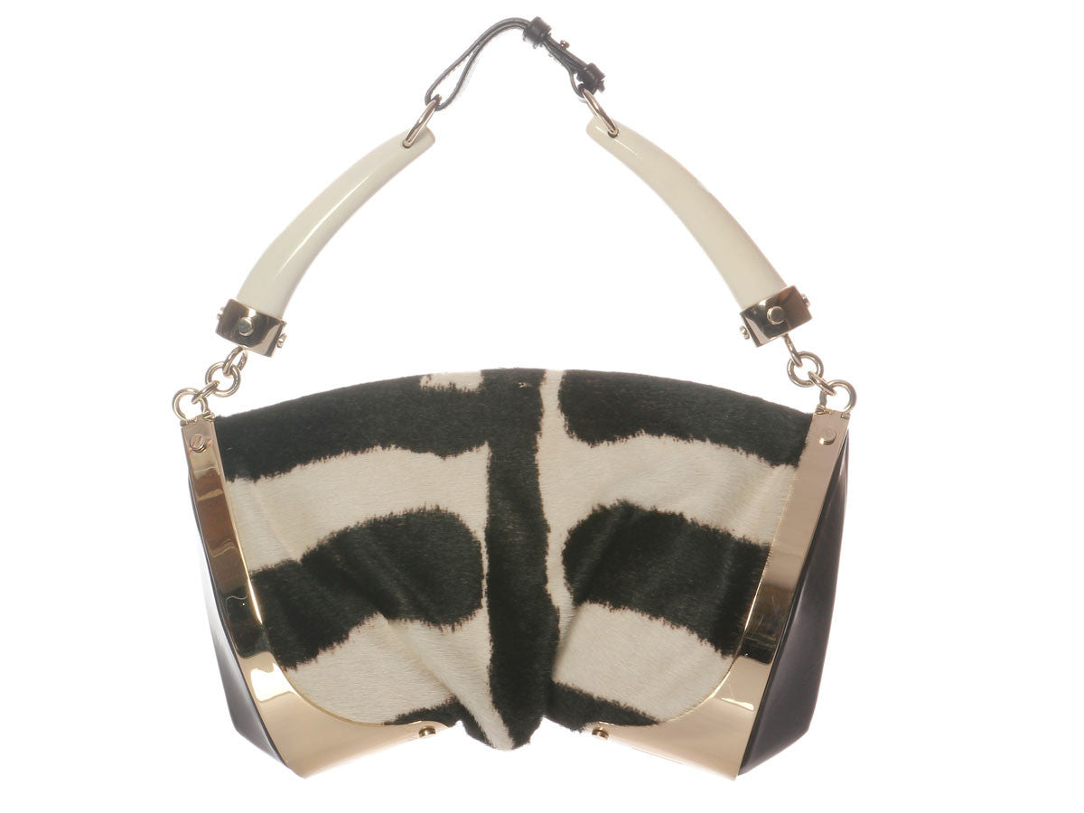 YSL Brown and Cream Fur Bag - Ann's Fabulous Closeouts