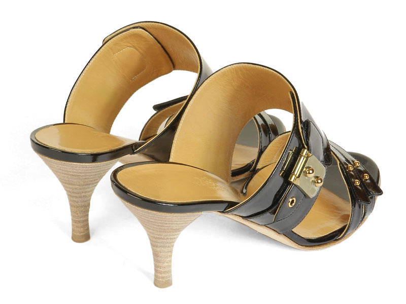 Hermès Black Patent Sandals