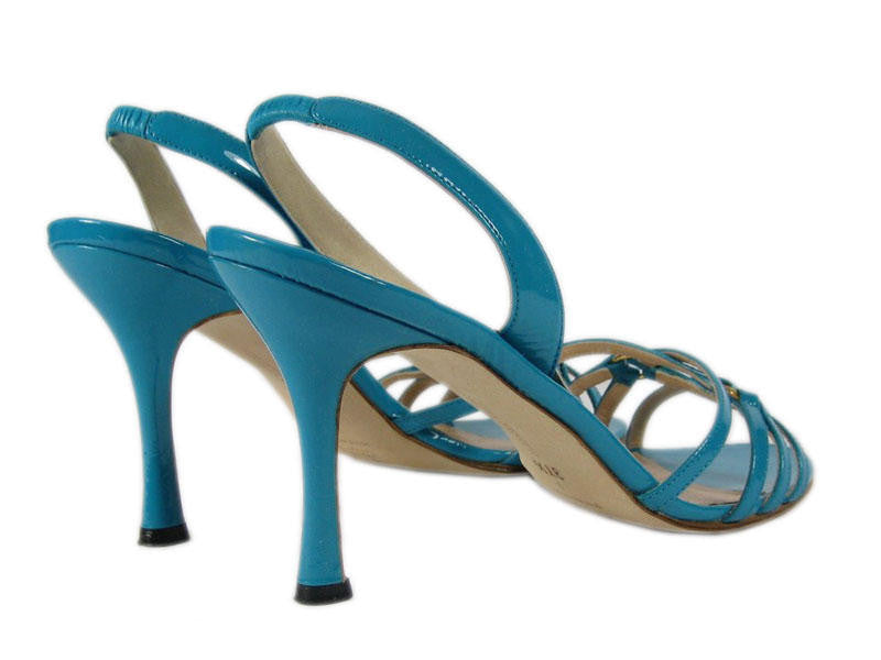 Manolo Blahnik Turquoise Patent Leather Sandals