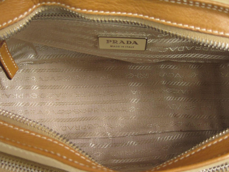 Prada Small Tan Nylon and Leather Bag