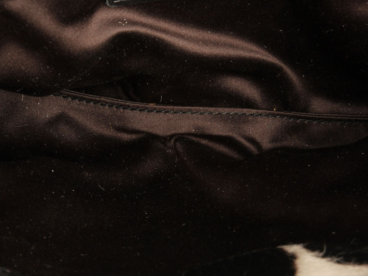YSL Brown and Cream Fur Bag - Ann's Fabulous Closeouts