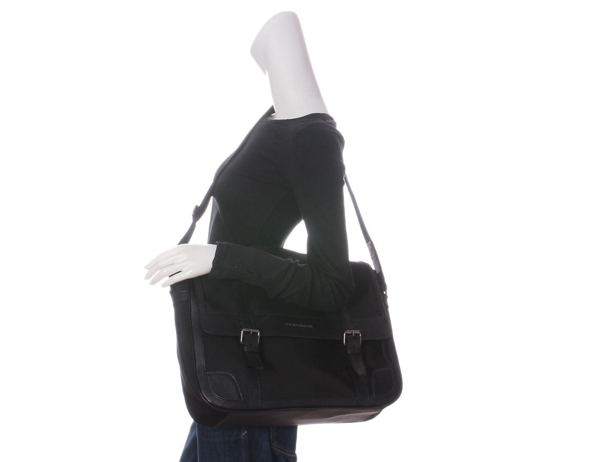 Logo-print leather-trim nylon cross-body bag | Burberry