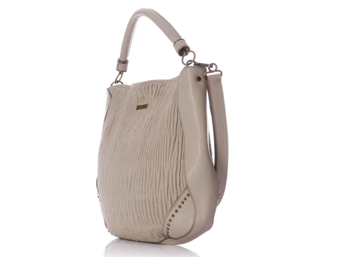 Rebecca Minkoff - Taupe Suede Hobo Shoulder Bag w/ Smooth Leather