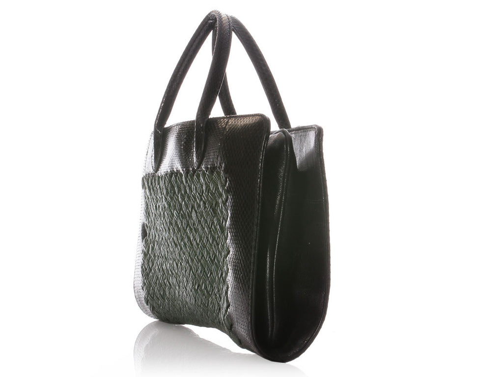 Bottega Veneta Black Snake and Green Leather Bag