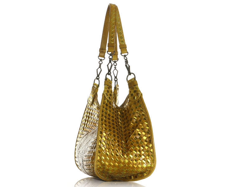 Bottega Veneta Vintage Gold Woven Crossbody Bag - Ann's Fabulous Closeouts