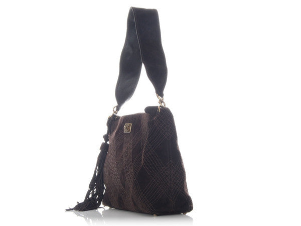 Black suede handbag with braided handle – RTW Creation